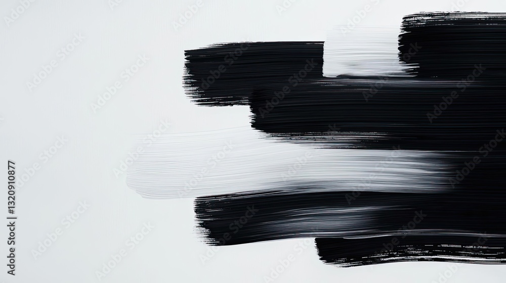 Poster ink illustration abstract background concept. abstract black and white brush strokes on canvas creat