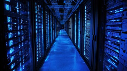 Fototapeta premium Digital Fortress: A Glimpse into the Heart of a Modern Data Center