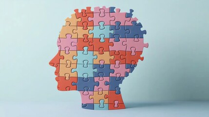 Interlocking Puzzle Piece Head Silhouette   Symbol of Interconnected Thinking and Mental Capabilities
