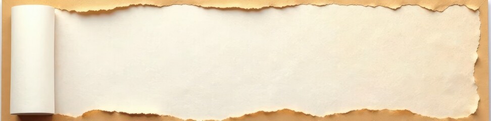 Obraz premium Slightly damaged cardboard sheet, showing wear and tear, off-white, old, torn