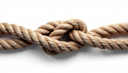Obraz premium Thick ship ropes with intricate knot, isolated on white background, white background, rope