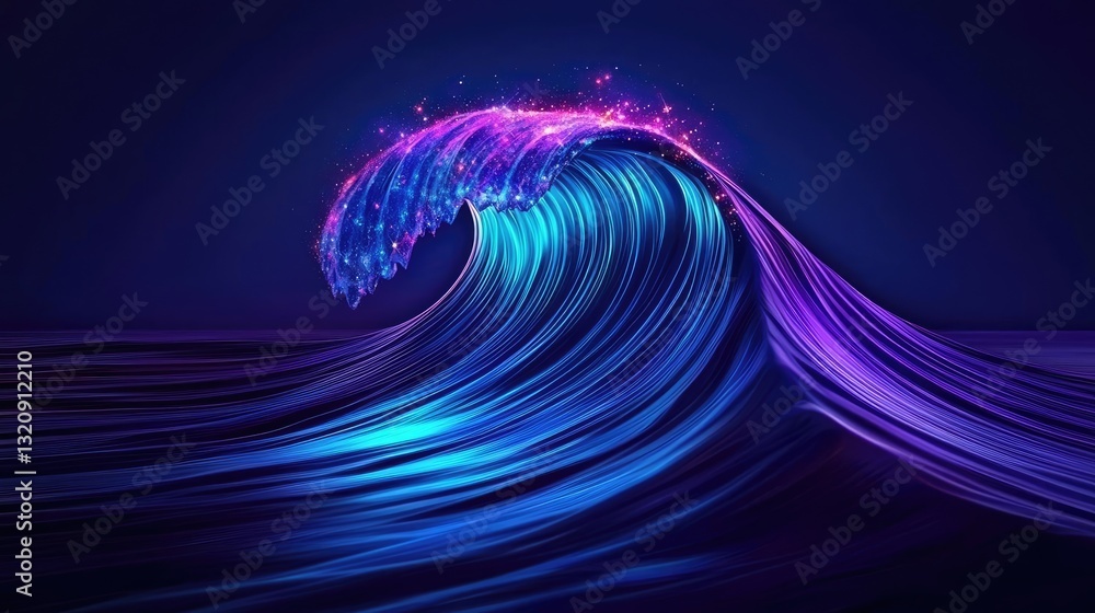 Aufkleber seascape abstract background idea. a stunning digital wave with vibrant blue and purple flowing patt