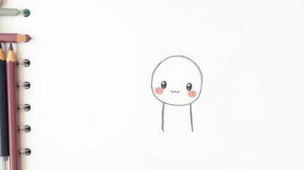 Hand-drawn sketch; adorable and charming features; rough pencil strokes on a white background; random background template illustrations and colors