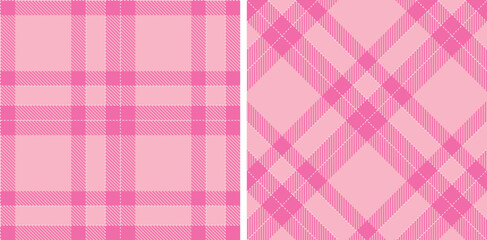 Pale Light Pink Seamless Tartan with Deep Bubblegum accents Fabric Design