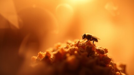 Extreme macro close-up; volumetric lighting with visible light beams