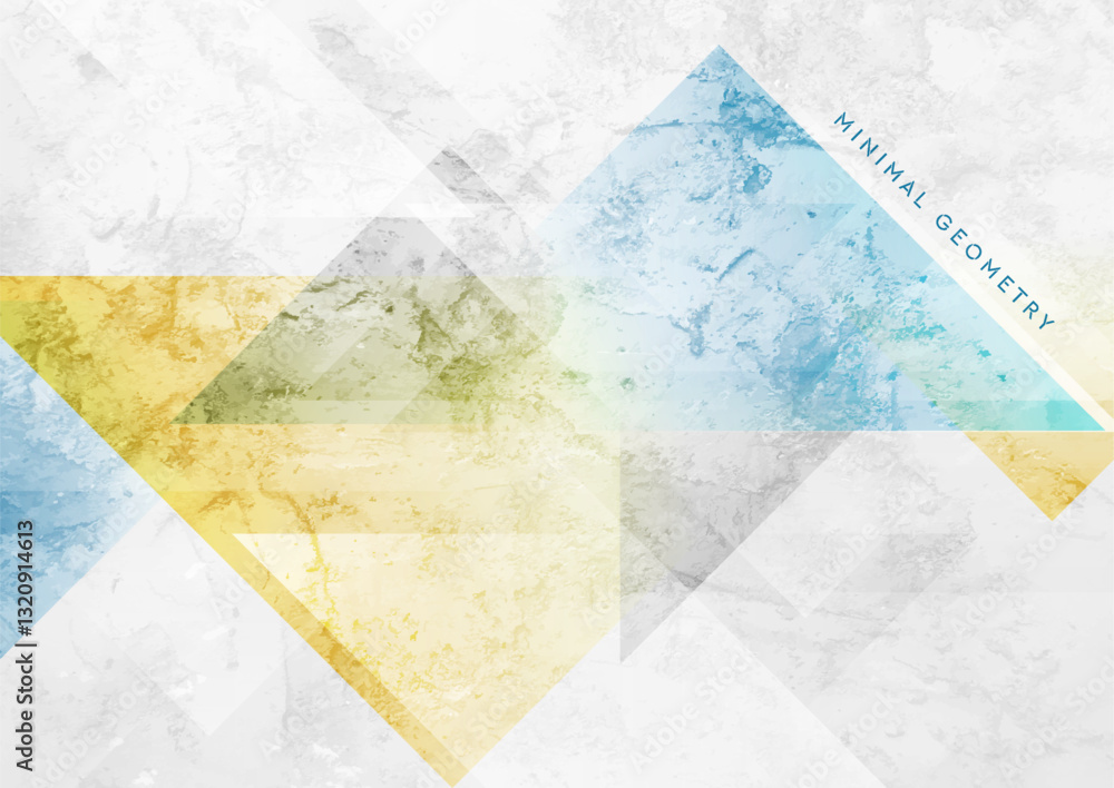 Aufkleber blue and yellow grunge triangles abstract minimal background. geometric tech vector design