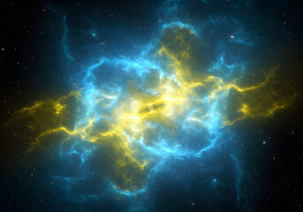 Fototapeta premium Bright Blue Yellow Nebula