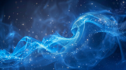 Abstract Blue Energy Waves with Sparkling Particles