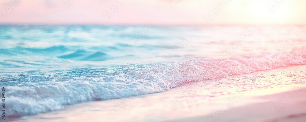 Aufkleber seascape abstract background idea. serene beach scene with gentle waves and a pastel sunset sky.