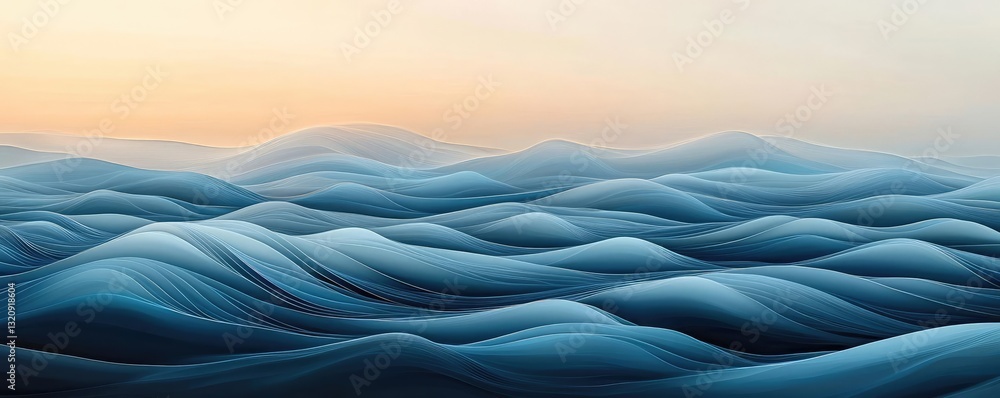 Aufkleber seascape abstract background idea. serene abstract waves blending blue and soft hues, evoking calmne
