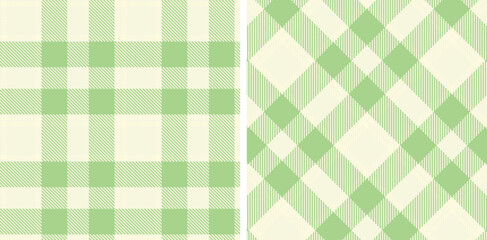 Pastel Off White Seamless Tartan with Muted Mint Green accents Fabric Design