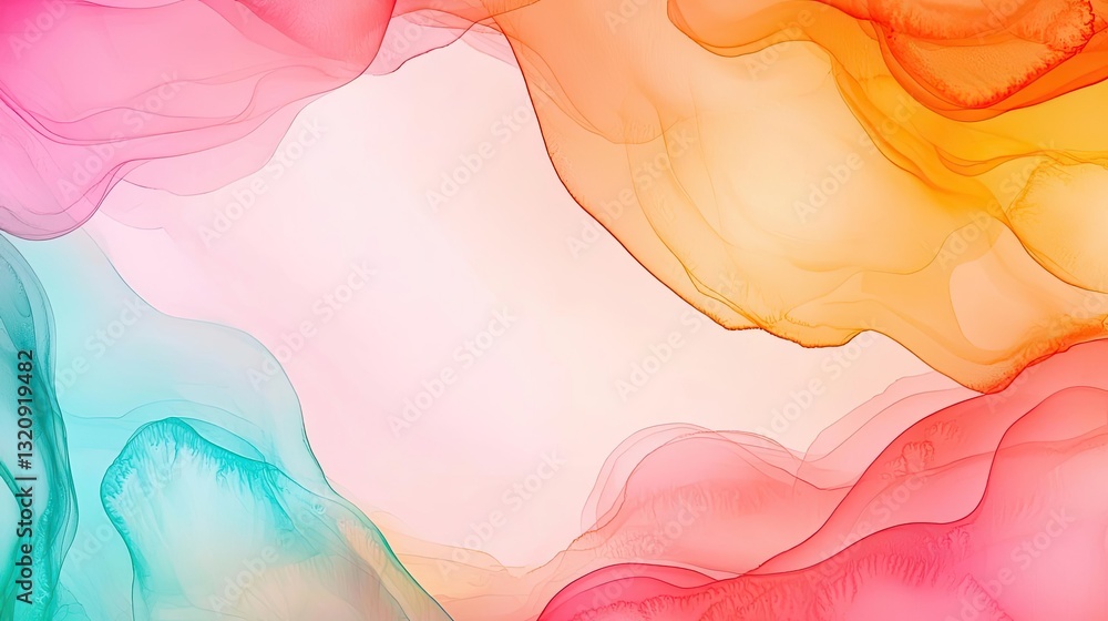 Poster ink illustration abstract background concept. colorful abstract shape background with flowing, trans
