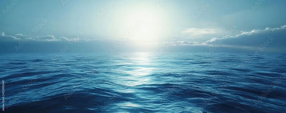 Poster seascape abstract background idea. a serene ocean view with gentle waves and a bright sky at sunrise