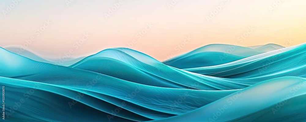 Poster Seascape abstract background idea. Gentle waves flow gracefully under a soft sunset sky, creating a tranquil seascape.