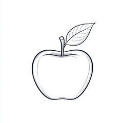 Fototapeta premium A simple, minimalist sketch of an apple with a leaf on a white background. isolated on white background.