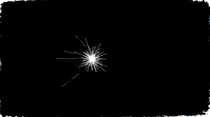 Hand-drawn sketch featuring a bright lens flare effect set against an intense jet black background