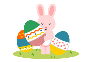 イースターエッグ持つかわいいウサギ