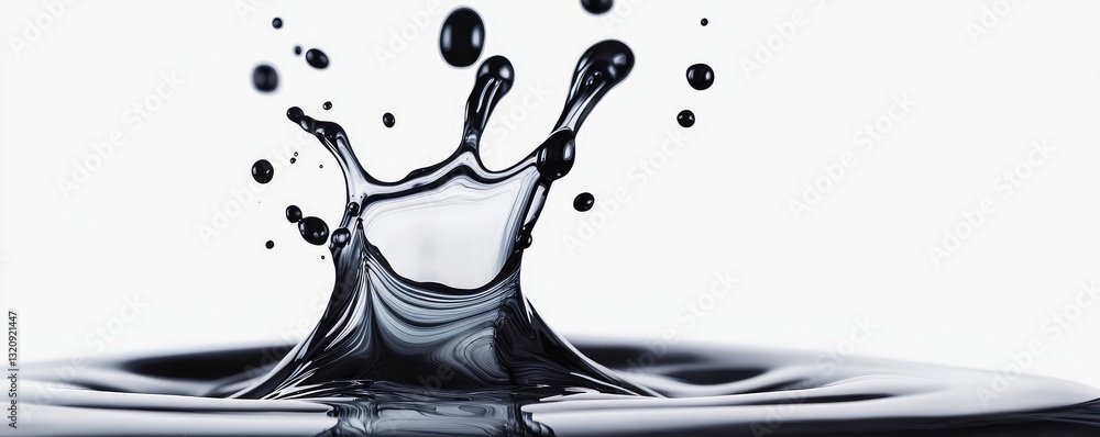 Poster ink illustration abstract background concept. a detailed splash of black liquid creates stunning vis