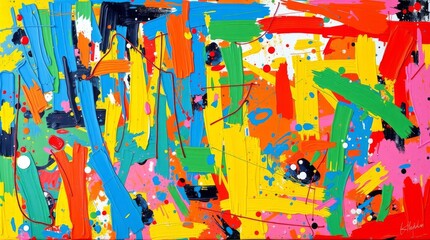 Bold acrylic painting vibrant textured brushstrokes, random background illustrations and colors