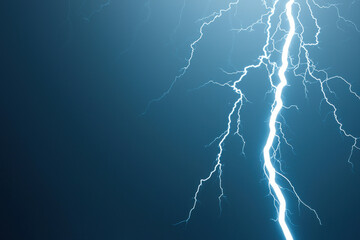 A striking lightning bolt illuminates a dark stormy sky in dramatic fashion.