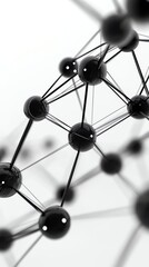 Abstract Sphere Network Connection Structure with Black Glossy Geometric Design