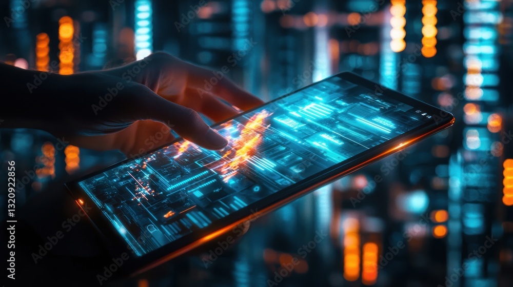 Aufkleber digital futurism: interacting with data streams on a tablet