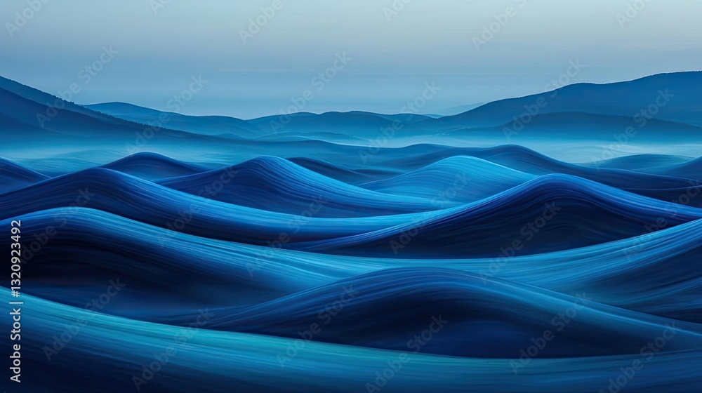 Aufkleber seascape abstract background idea. a serene view of rolling blue hills under a soft gradient sky at 