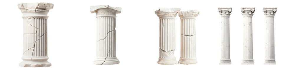 Obraz premium Magnificent ancient stone architectural columns in classic Greek or Roman style featuring ornate designs and intricate details