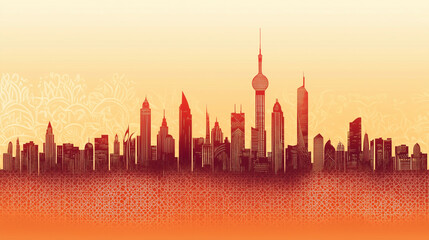 Naklejka premium red city skyline 