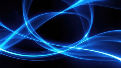 Dynamic Blue Light Waves Motion on a Dark Background for Design Use