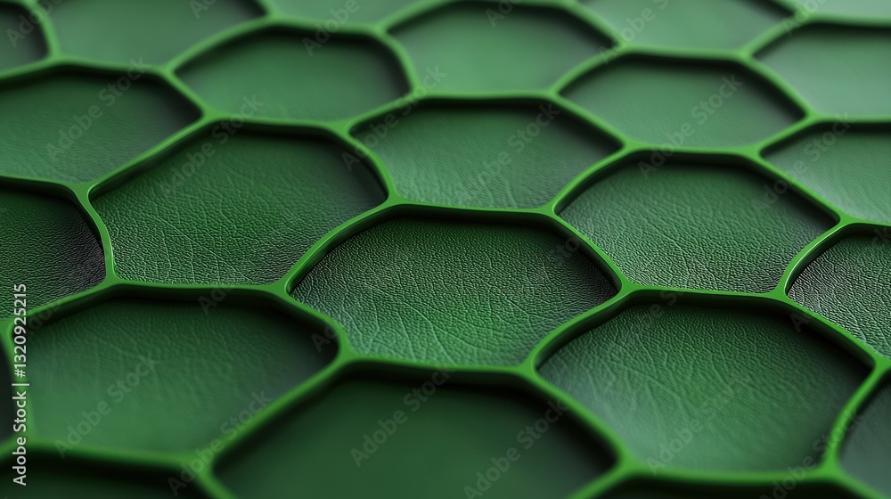 Poster material science composites concept. textured green honeycomb pattern with depth and detail.