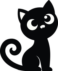 Funny cat vector silhouette in pose