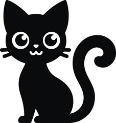 Funny cat vector silhouette in pose