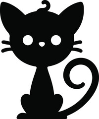 Funny cat vector silhouette in pose