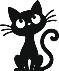 Funny cat vector silhouette in pose