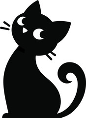 Funny cat vector silhouette in pose