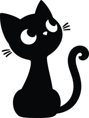 Funny cat vector silhouette in pose