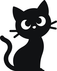 Funny cat vector silhouette in pose