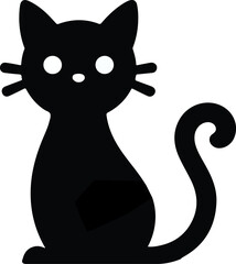 Funny cat vector silhouette in pose
