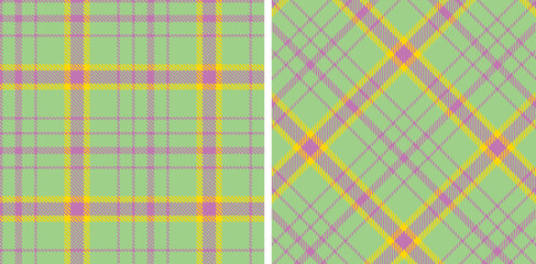 Pastel Purply Pink Seamless Tartan with Deep Mint Green accents Fabric Design