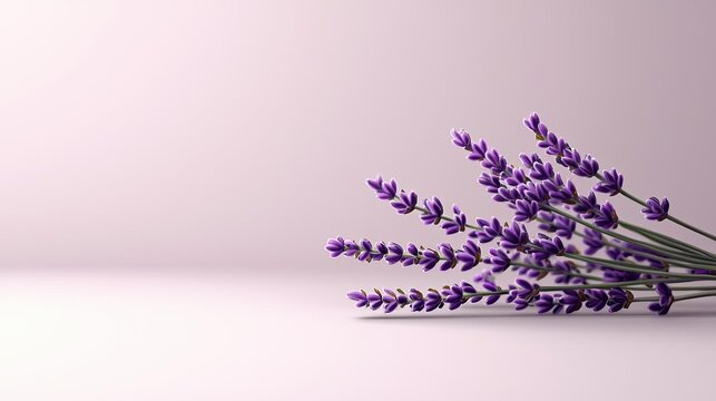 Fototapeta Floral illustration abstract background concept. Beautiful lavender flowers arranged elegantly on a soft pastel background.