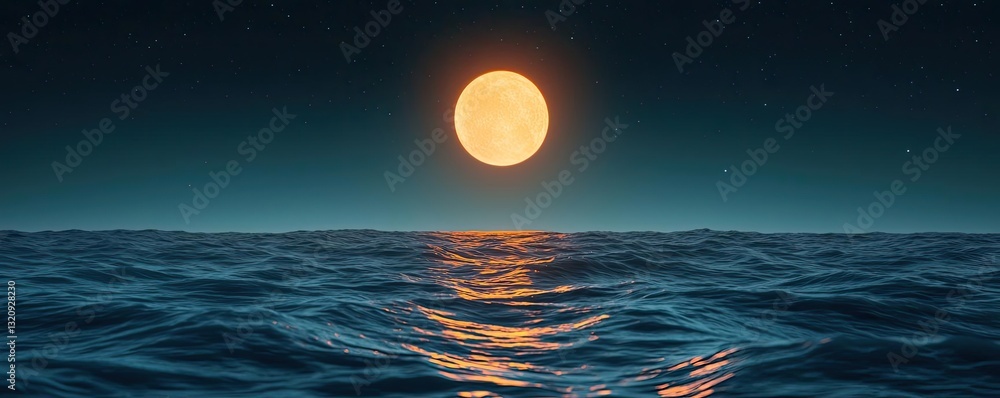 Aufkleber seascape abstract background idea. a serene ocean scene under a bright moon reflecting on the water'