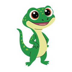 Cute cartoon lizard on a white background. Vector illustration for children.