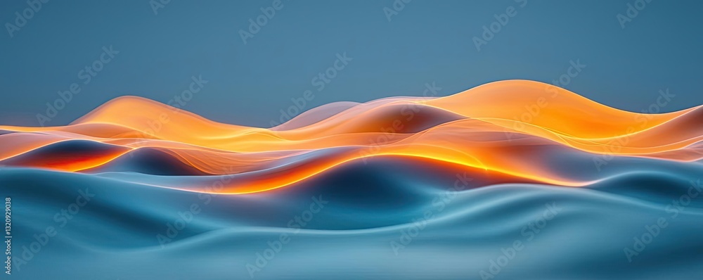 Poster Seascape abstract background idea. Abstract wave patterns in vibrant orange and blue colors create a mesmerizing visual.