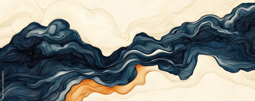 Poster ink illustration abstract background concept. abstract fluid art with swirling shapes in dark and li