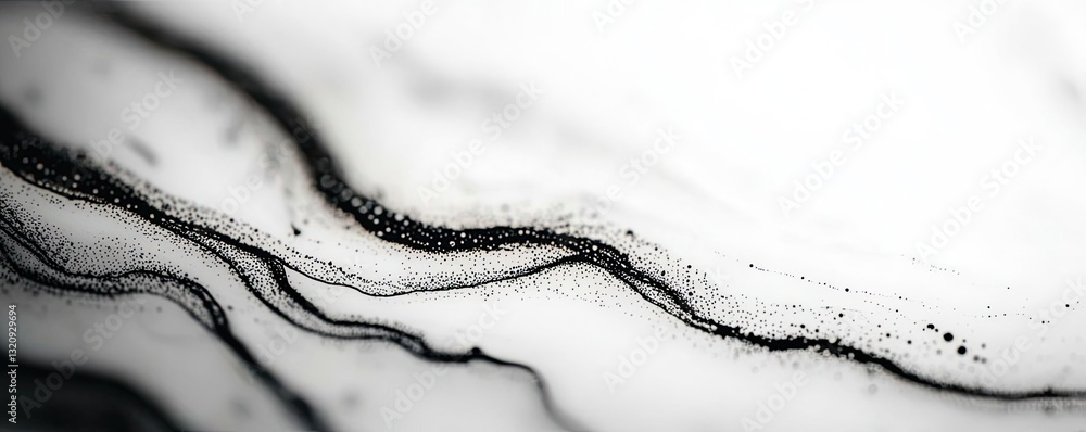 Poster Ink illustration abstract background concept. Abstract black and white pattern showcasing flowing lines and textures.