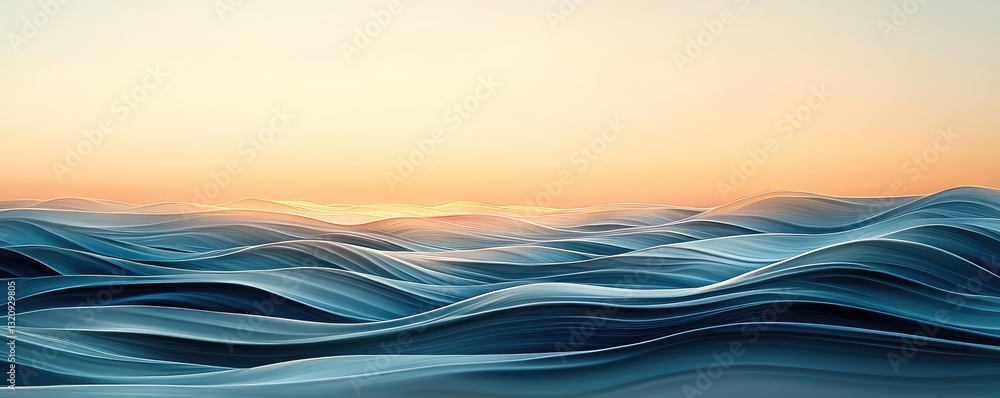 Poster seascape abstract background idea. serene ocean waves under a soft, colorful sunrise sky creating a 