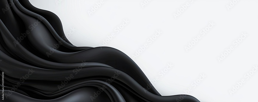 Poster Ink illustration abstract background concept. Abstract black wave pattern on white background for modern design projects.