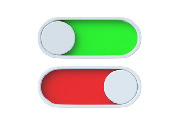 Two modern toggle switches isolated on white background. Top view. 3d render