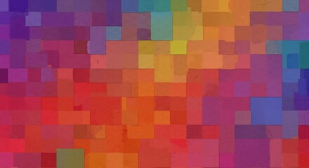 Vibrant multicolored squares playfully arranged create a joyful abstract image. AI Generated